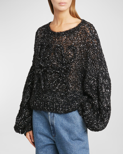 Loewe Lurex Mohair Jumper With Anagram Detail In Black