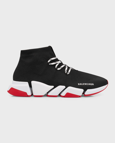 Balenciaga Men's Speed 2.0 Lace-up Recycled Knit Sneakers In Black