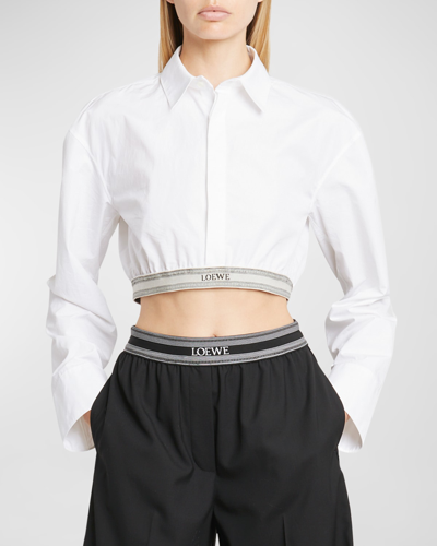 LOEWE BUTTON-DOWN CROPPED TOP WITH LOGO WAISTBAND