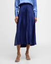 Vince Satin Paneled Slip Skirt In Dk Caspian