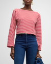 Mother The Skipper Bell Striped Top In Rnn Red And Natur