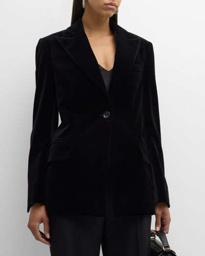 Proenza Schouler Nico Velvet Single-breasted Blazer Jacket In Black