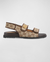 Gucci Moritz Monogram Easy Slingback Sandals In Beige Ebony