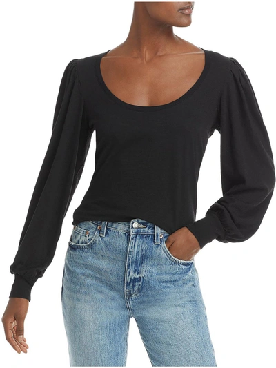 Paige Womens Puff Sleeves Jersey T-shirt In Black