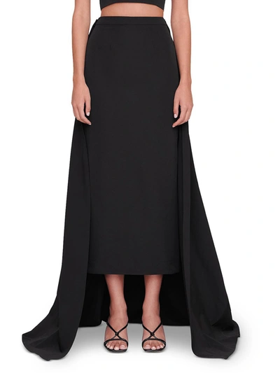 Staud Prunella Womens Overlay Pleated Pencil Skirt In Black