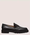 Stuart Weitzman Parker Lift Leather Loafers In Black