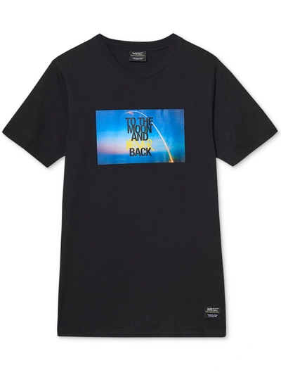 Wesc To The Moon And Never Back Mens Cotton Crewneck Graphic T-shirt In Black