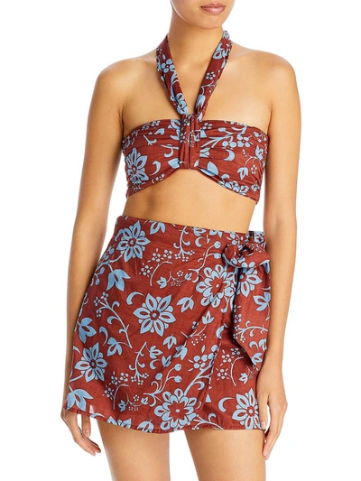 Faithfull The Brand Le Tahiti Womens Floral Halter Cropped In Multi