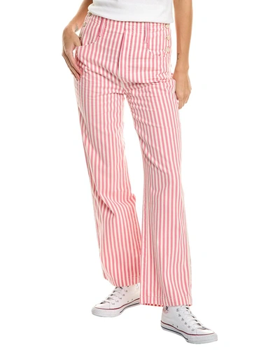Mother The Seafarer Hover Pants In Candy Striper In Red