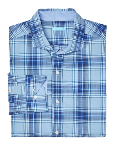 J.mclaughlin Plaid Drummond Shirt In Blue