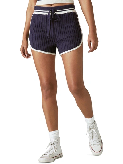 Lucky Brand Womens Sweater Shorts Contrast Trim Casual Shorts In Blue