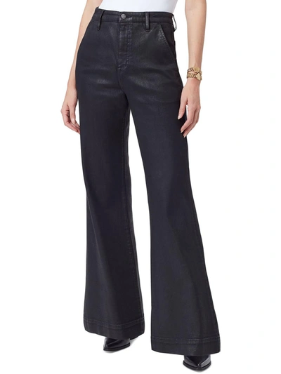 Sam Edelman Womens High Rise Coated Flare Jeans In Black