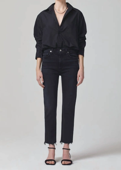 Citizens Of Humanity Daphne High-rise Straight Cropped Jeans In Black