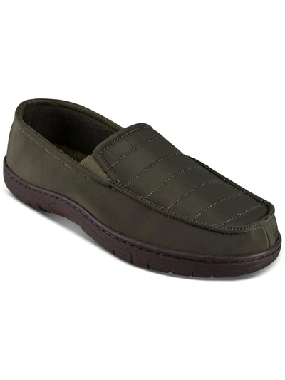 Haggar Mens Quilted Fleece Lined Loafer Slippers In Green