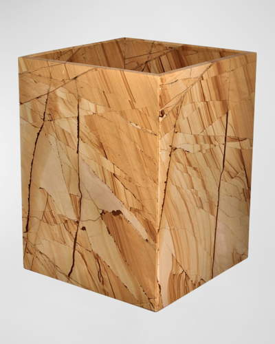 Marble Crafter Myrtus Square Wastebasket With Liner In Teak Stone