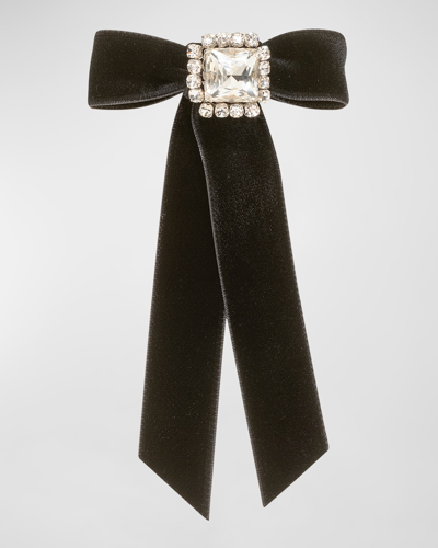 Jennifer Behr Maura Crystal-embellished Velvet Hair Clip In Black