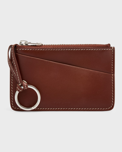 The Row Zip Wallet In Calf Leather In Cherry Wood
