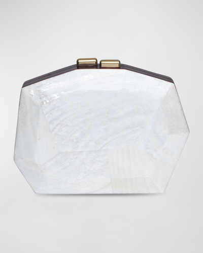 Rafe Meagan Shell Clutch Bag In White
