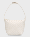 Bottega Veneta Candy Wallace Leather Shoulder Bag In White-gold