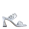 MARC FISHER HAMMY HEELED SANDAL IN SILVER
