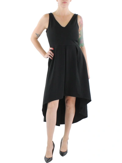 24seven Comfort Apparel Womens V Neck Calf Midi Dress In Black