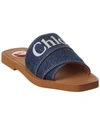 Chloé Sumptuous Cotton Woody Slide Sandals In Women's In Blue