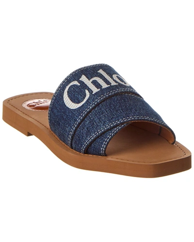 Chloé Woody Canvas Sandal In Blue