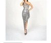Nicole Bakti One Shoulder Gown In Grey In Multi