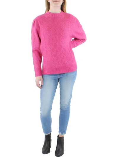 Avec Les Filles Womens Wool Blend Cable Knit Pullover Sweater In Pink