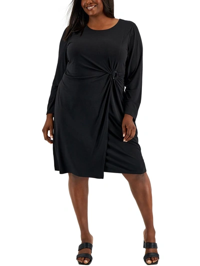 calvin klein black dress plus size Calvin Klein Womens Plus Ruched Mid Calf Sheath Dress Black 14W at Amazon  Women's Clothing store