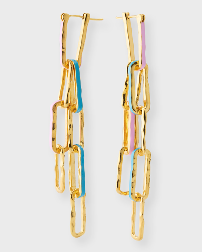 Joanna Laura Constantine Multi-wave Chain Earrings With Enamel In Gold