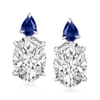 Ross-simons Lab-grown Diamond Drop Earrings With . Sapphires In 14kt White Gold In Silver