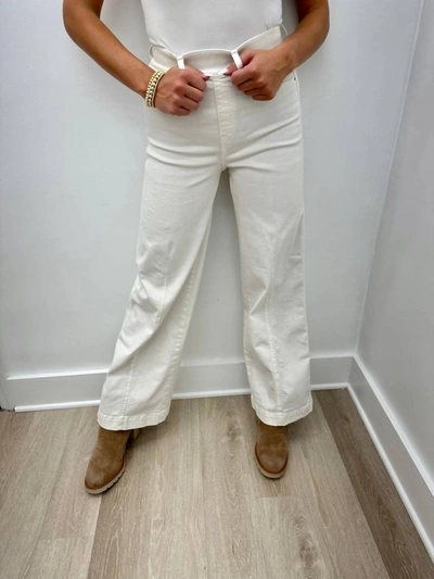 Spanx Seamed Front Wide Leg Jeans In Ecru In White