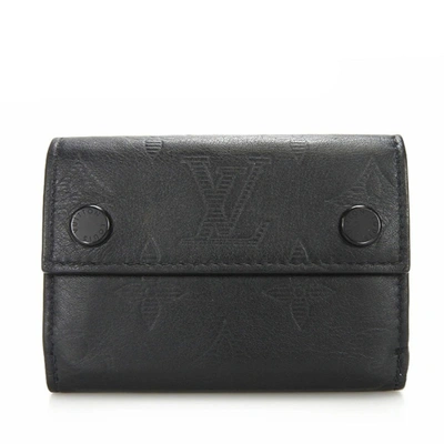 Pre-owned Louis Vuitton Compact Discovery Leather Wallet () In Black