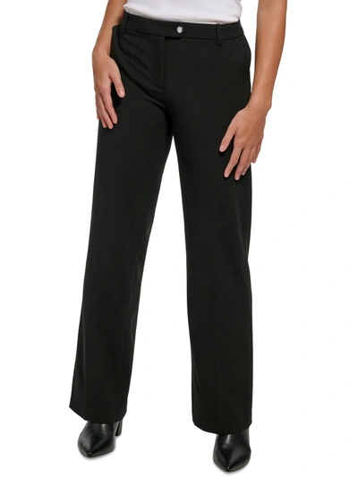 Calvin Klein Womens Front Pleats Pockets Trouser Pants In Black