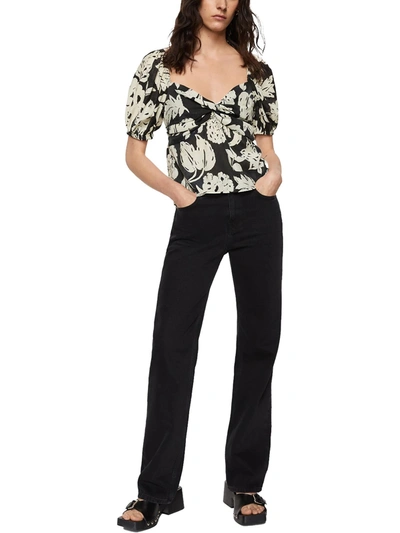 Mng Womens Floral Flw Blouse In Black