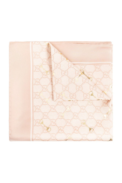 Gucci Gg Printed Horsebit Scarf In Pink