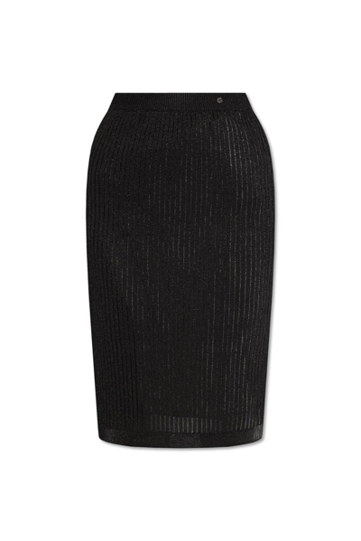 Gucci Interlocking G Rib Stitched Skirt In Black