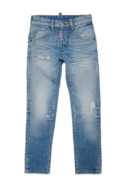 Dsquared2 Kids' D2p31lvm Cool Guy Jean Trousers Dsquared Light Skinny Jeans With Breaks - Cool Guy In Azzurro