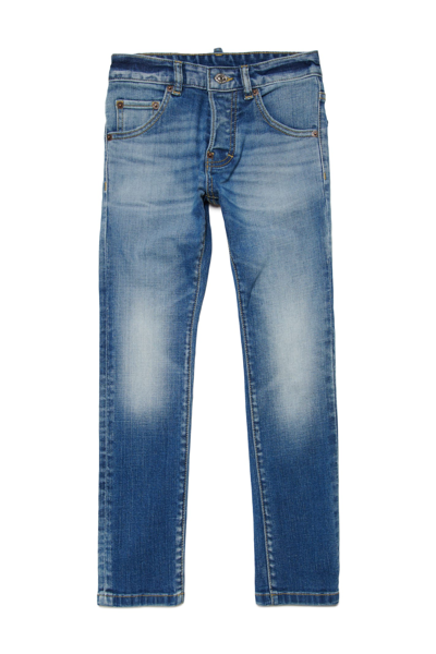 Dsquared2 Kids' Cool Guy Logo-patch Straight-leg Jeans In Blue