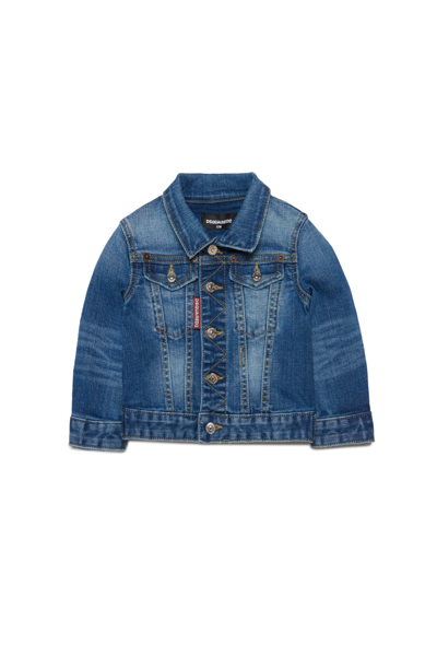 Dsquared2 Babies' Logo-tag Denim Jacket In Blue