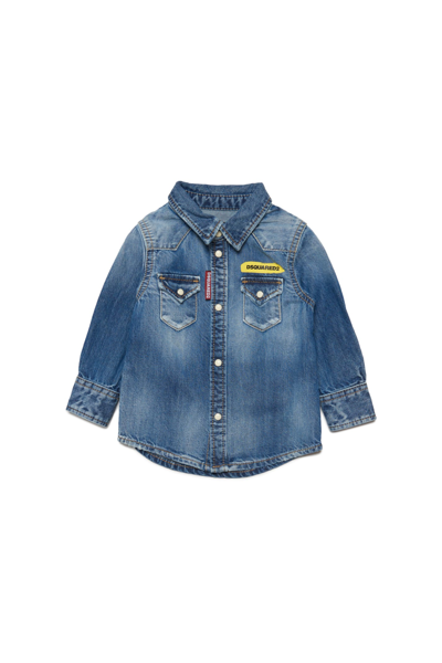 Dsquared2 Babies' Logo-print Denim Jacket In Blue