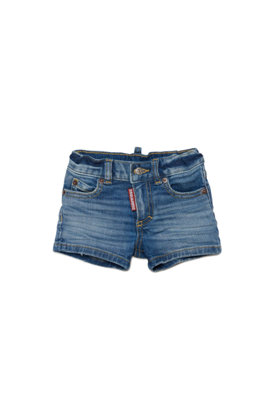 Dsquared2 Babies' Whiskering-effect Denim Shorts In Blue