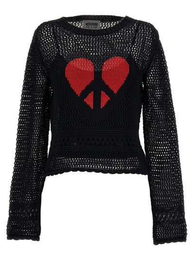 Moschino Jeans Crewneck Crochet In Black