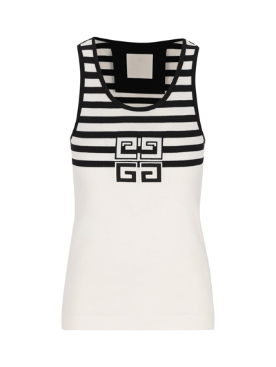 Givenchy 4g Patch Striped Tank Top In White
