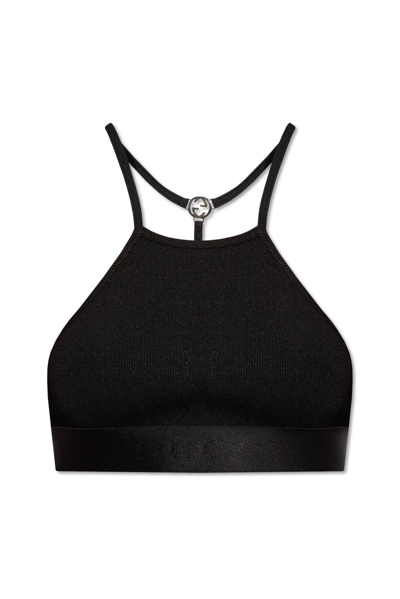 Gucci Interlocking G Jersey Crop Top In Black