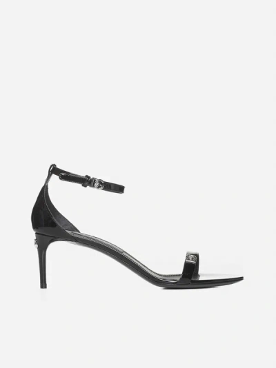 Dolce & Gabbana Dg Logo Leather Sandals In Black