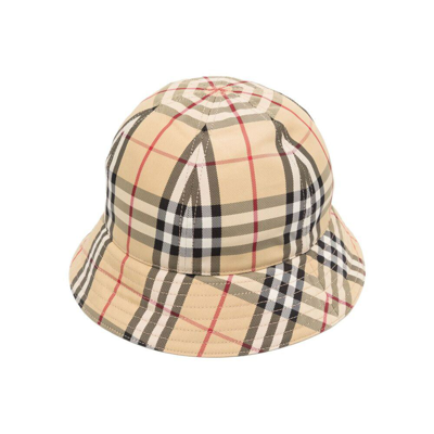 Burberry Check Bucket Hat In Cream