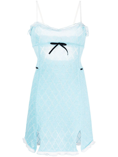 Cormio Sheer-coverage Knitted Dress In Sky Blue