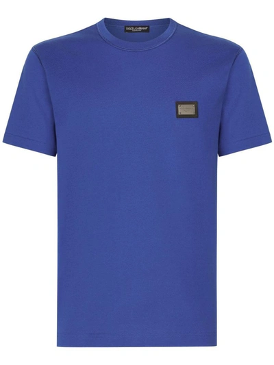 Dolce & Gabbana Dolce &amp; Gabbana Essentials Plaque T Shirt In Blue